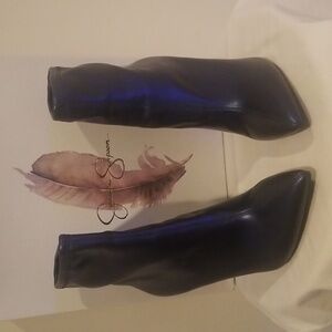 Jessica Simpson Metallic Nappa Navy Blue Booties